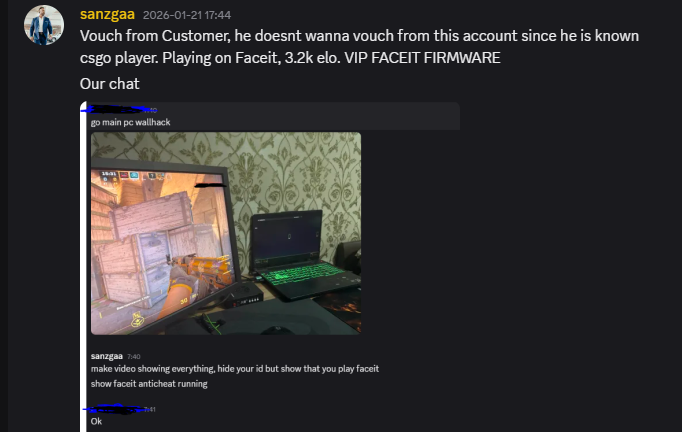 Discord vouch from Customer (3.2k ELO) — 2026-01-21